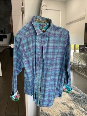 Robert Graham Multicolor Plaid Button-Up in Teal, Purple & Blue